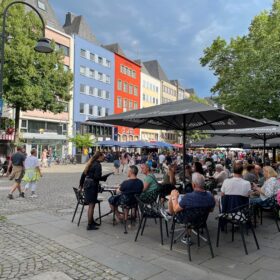 Cologne Old Town and outdoor restaurant