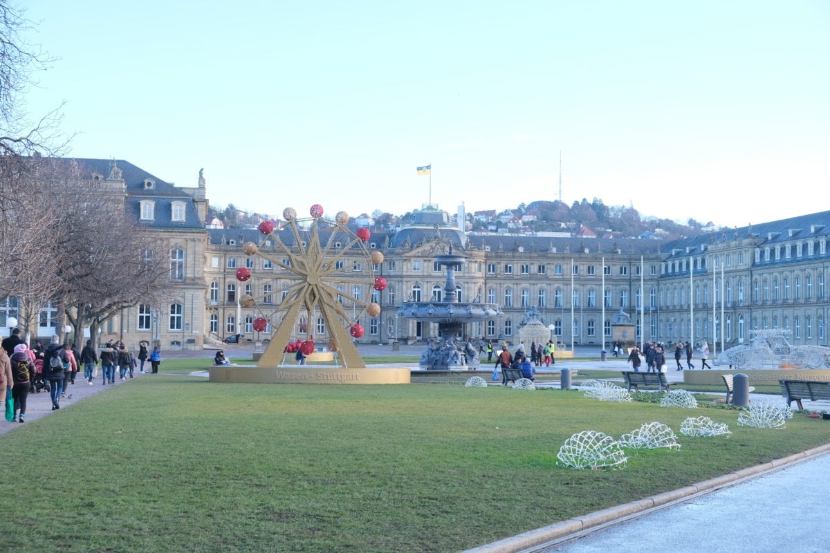 festive decorations in downtown park