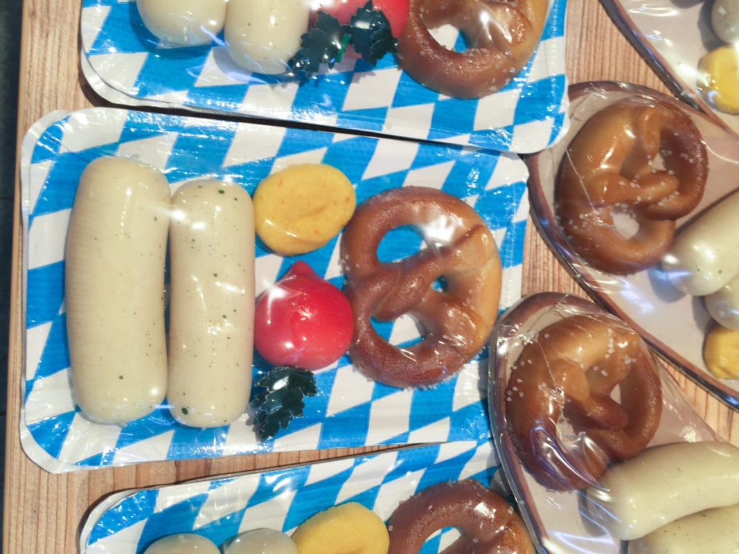 Marzipan Weisswurst and Bretzel in Munich