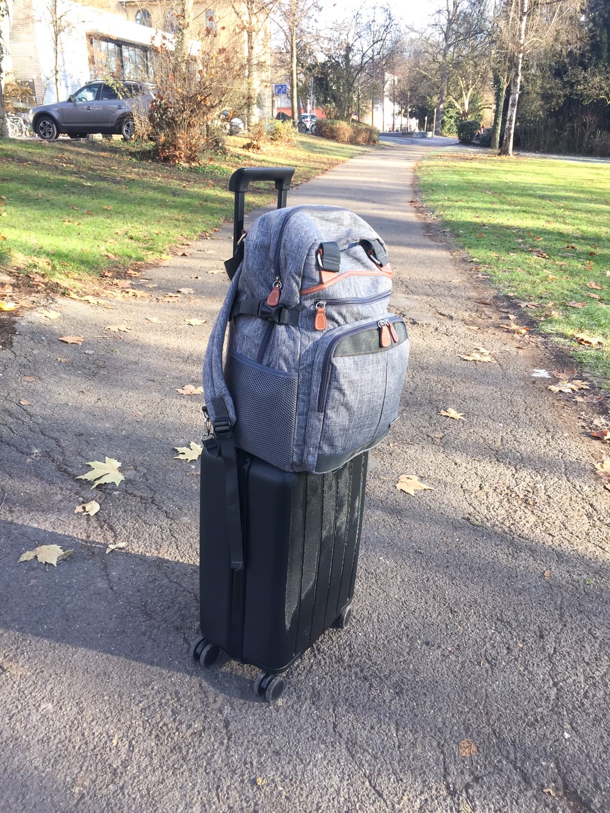 suitcase and backpack 