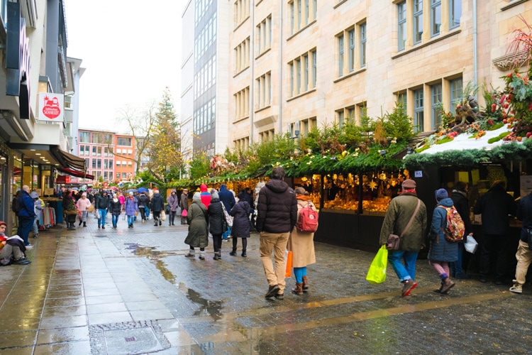 pedestrian zone with booths