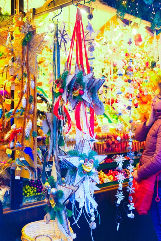 colorful display of Christmas decorations