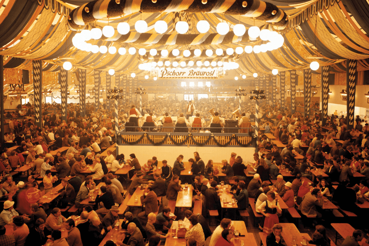 inside an Oktoberfest tent